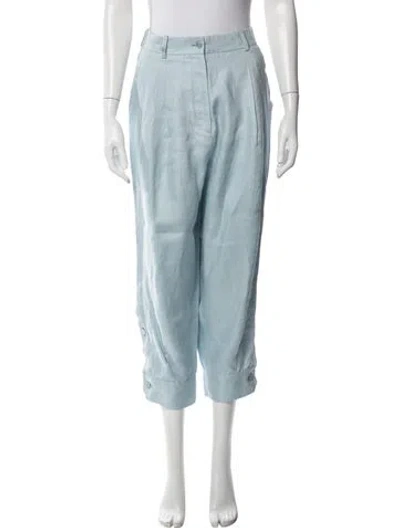 Pre-owned Pucci Linen Straight Leg Pants In Blue