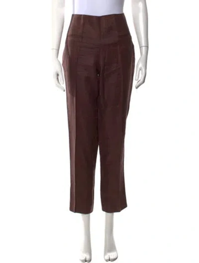 Pre-owned Pucci Linen Straight Leg Pants In Brown