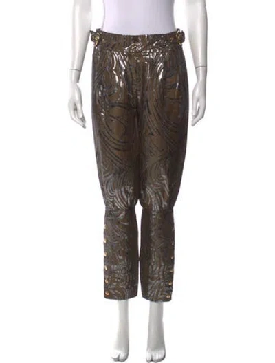 Pre-owned Pucci Linen Straight Leg Pants In Brown