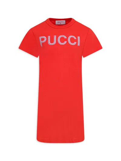 Pucci Little Girl's & Girl's Stud Logo Jersey T-shirt Dress In Red