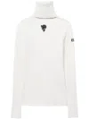 Pucci Appliquéd Ribbed Wool-blend Turtleneck Sweater In White