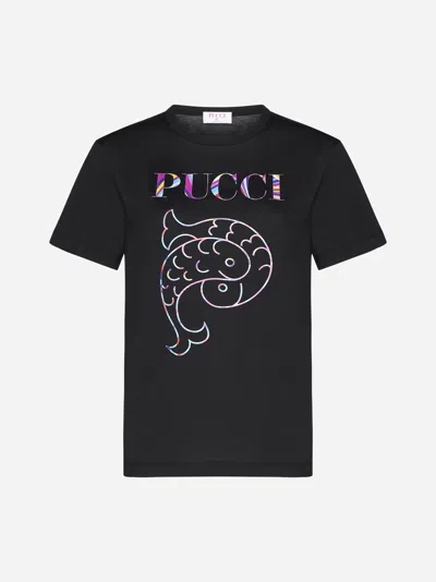 Pucci Logo-print Cotton T-shirt In Black
