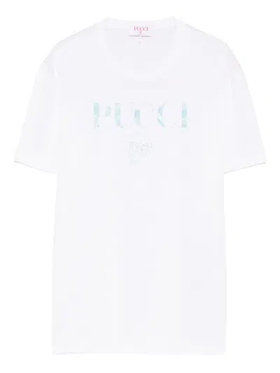 Pucci Logo Cotton T-shirt In White