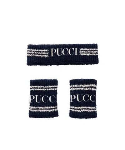 Pucci Logo-embroidered Cotton Headband In Black