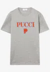 Pucci Grey Logo T-shirt With Classic Crew Neckline In Gray