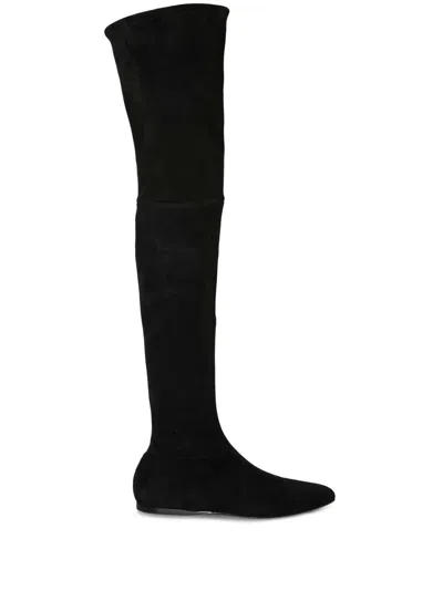 Pucci Logo-embroidered Thigh-high Boots In Black
