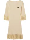 Pucci Logo-plaque Fringed Mini Dress In Neutral
