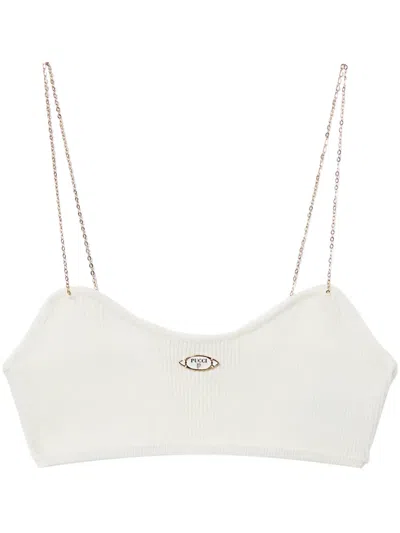 Pucci Logo-plaque Ribbed Crop Top In White