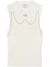 Pucci Logo-plaque Ribbed Knit Top In White