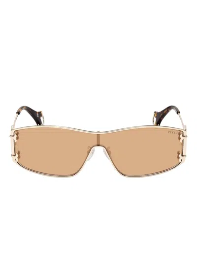 Pucci Logo-plaque Sunglasses In Gold
