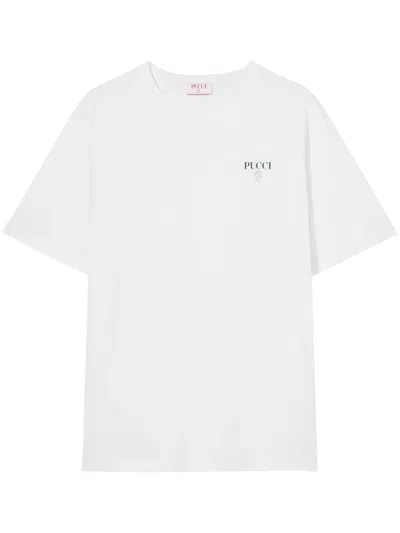 Pucci Logo-print Cotton T-shirt In White
