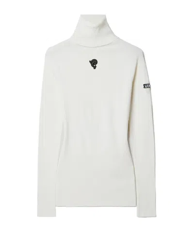 Pucci Logo-appliqué Virgin-wool Ribbed Jumper In White