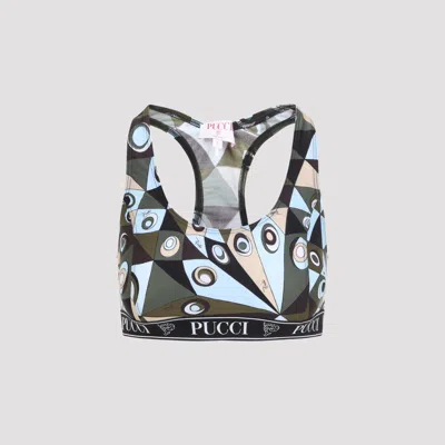 Pucci Logo-band Printed Performance Bra In Multicolour