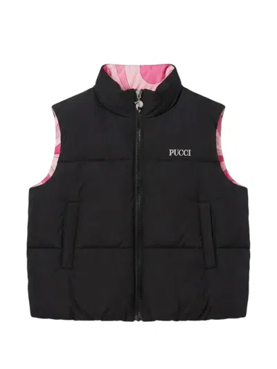 Pucci Kids' Logo-print Quilted Gilet In Black
