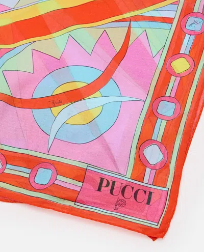 Pucci Long Cotton Pareo In Pink/red