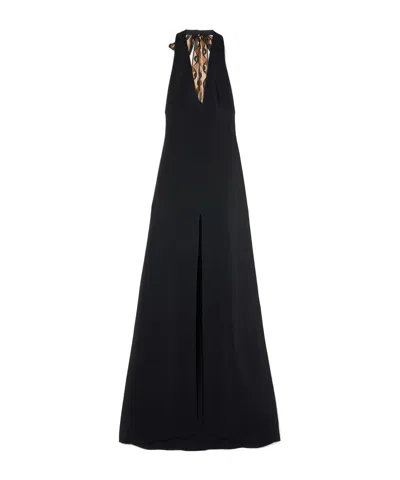 Pucci Long Dress With V-neck And Slit In Black