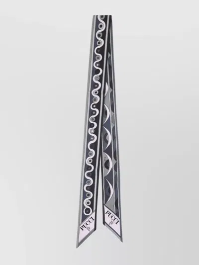 Pucci Long Graphic Scarf Pointed Ends In Black