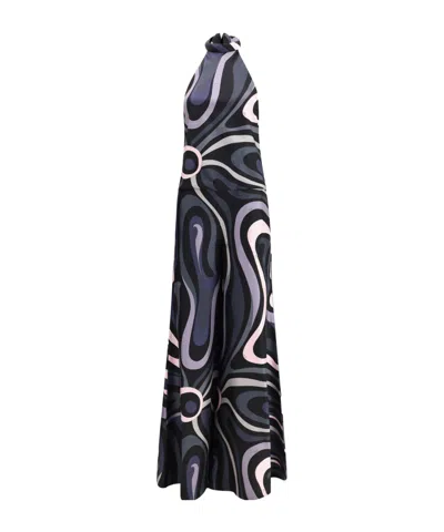Pucci Long Jumpsuit In Silk With Print In Black