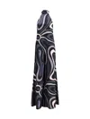 Pucci Long Halter Neck Silk Twill Dress In Blue