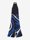 Pucci Printed Cady Halterneck Jumpsuit In Cobalt Blue
