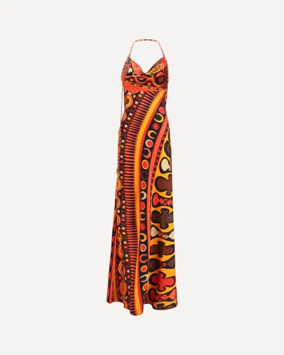 Pucci Long Silk-blend Printed Dress In Red