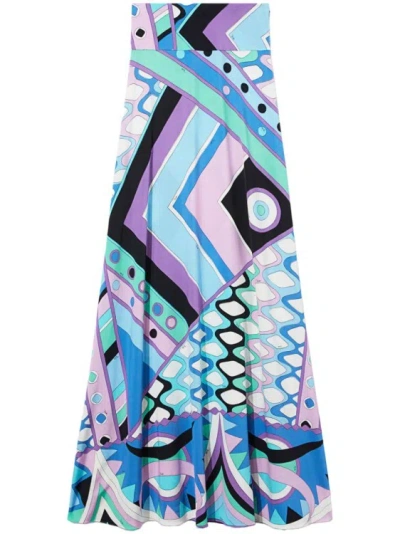 Pucci Vivara-print A-line Maxiskirt In Blue