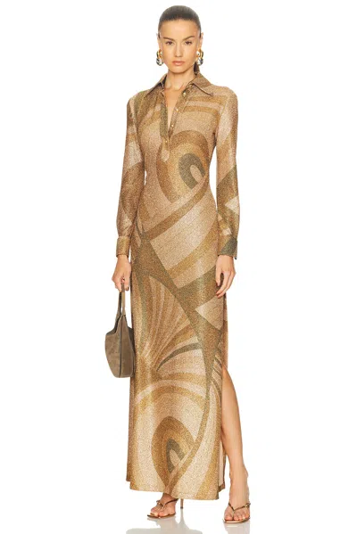 Pucci Long Sleee Dress In Brown