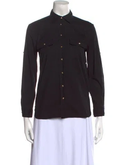 Pre-owned Pucci Long Sleeve Button-up Top In Black