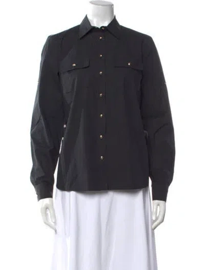 Pre-owned Pucci Long Sleeve Button-up Top In Black