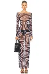 Pucci Geometric Printed Long-sleeved Dress In Brown