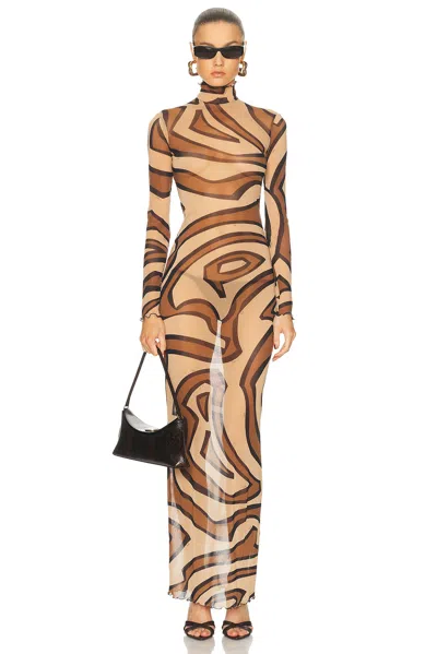 Pucci Long Sleeve Dress In Gold