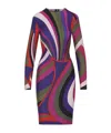 Pucci Fitted Long Sleeve Midi Dress Style In Multi