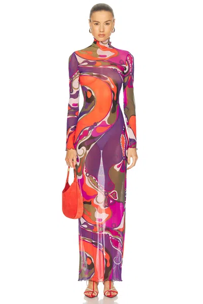 Pucci Long Sleeve Dress In Multi