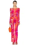 Pucci Long Sleeve Maxi Dress In Multi