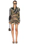 Pucci Long Sleeve Mini Dress In Brown
