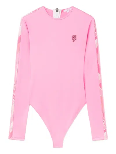Pucci Long-sleeve Panelled Swimsuit In Multi