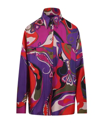PUCCI PUCCI ABSTRACT PRINTED STRAIGHT-HEM SHIRT