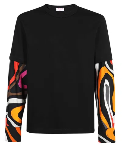Pucci Long Sleeve Top In Black
