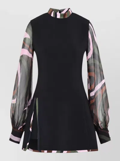 Pucci Long-sleeve Mini Dress In Black