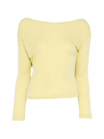 Pre-owned Pucci Long-sleeve Silk Top In Yellow