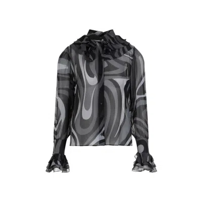 Pucci Marmo-print Silk Shirt In Black