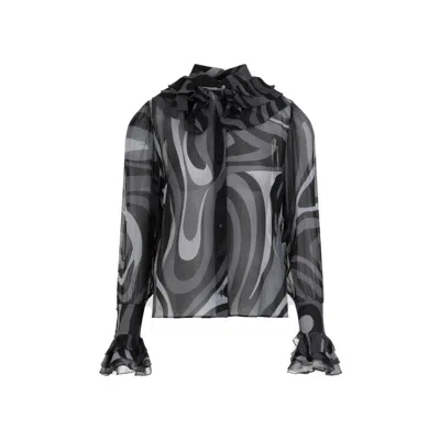 Pucci Ruffled Silk-georgette Blouse In Black