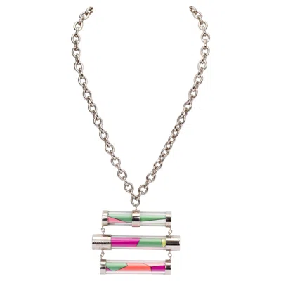 Pre-owned Pucci Lucite / Silk Necklace With Box In Multi