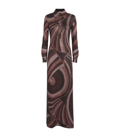 Pucci Lurex Jersey Iride Print Maxi Dress In Multi