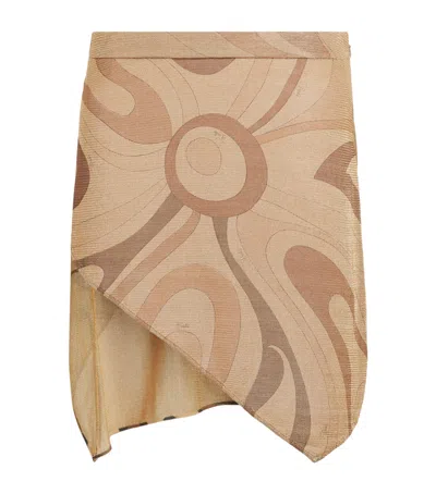 Pucci Lurex Marmo Print Mini Skirt In Brown