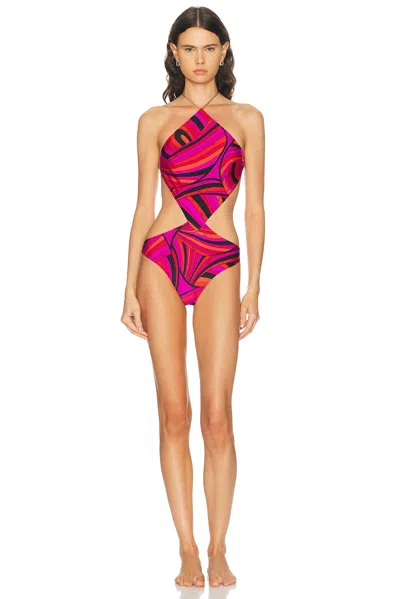 Pucci Lycra One Piece Costume Swimsuit In Pink
