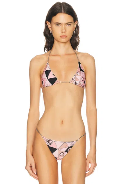 Pucci Lycra Triangle Bikini Bra Top In Pink