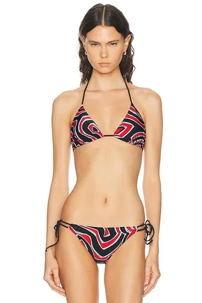Pucci Lycra Triangle Bikini Bra Top In Red
