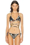 Pucci Lycra Wrap Triangle Bikini Bra Top In Multi