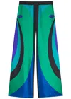 Pucci Silk Twill High Waist Wide Leg Trousers In Multi